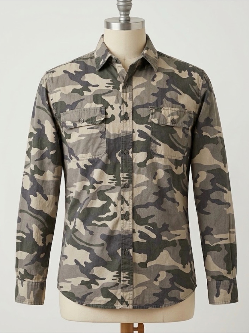 Canyon Guide Outfitters Camo Ripstop Button Down Shirt L Cotton Gorpcore Utility